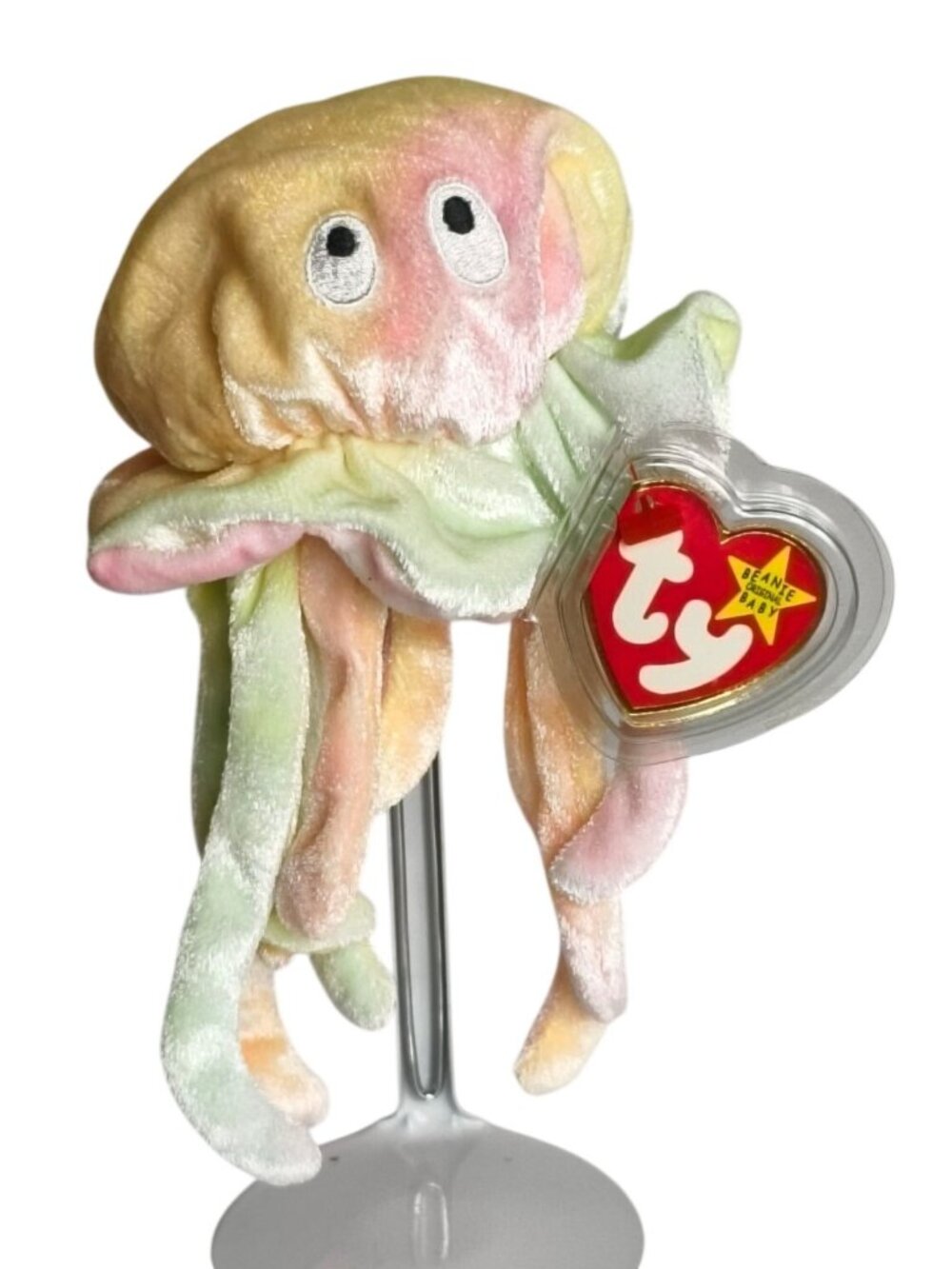Ty Beanie Baby Goochy Jellyfish Plush 1998 MWMT Pastel Tie-Dye Retired Rare HTF